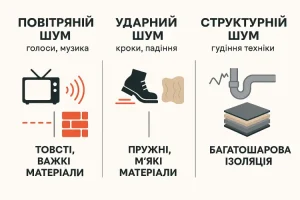 Типи шуму: повітряний, ударний, структурний – відповідні матеріали для шумоізоляції