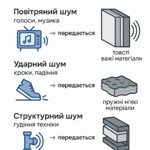 Типы шума: воздушный, ударный и структурный - и соответствующие материалы для звукоизоляции