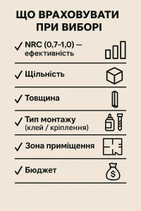 Вибір акустичної панелі